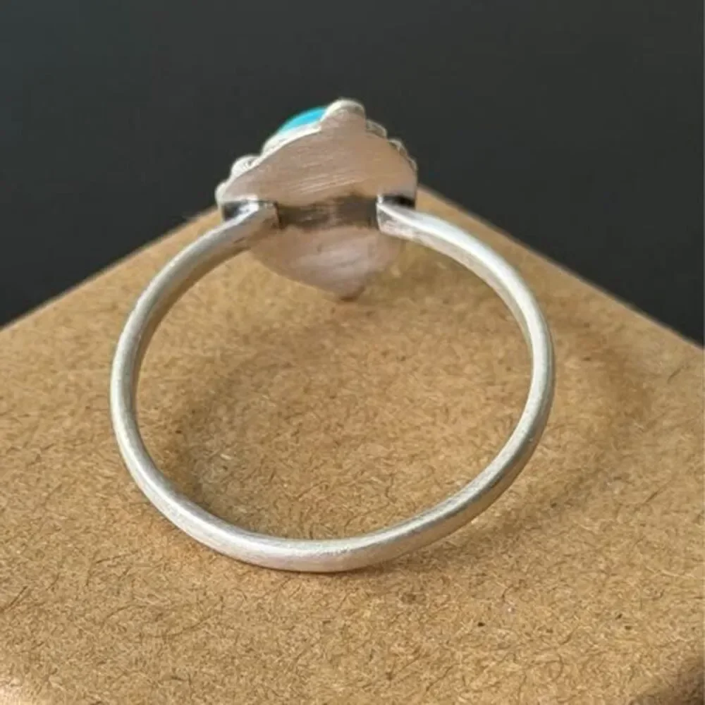 White Water Turquoise Sterling Silver Ring — Size 7
